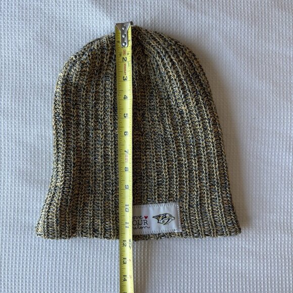 Love Your Melon Beanie Adult Yellow Blue Chunky Knit Slouchy Nashville Predators - Picture 9 of 9